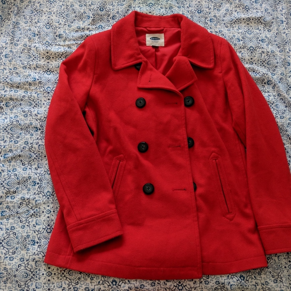 Warm red pea coat